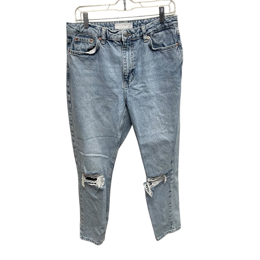 Topshop mom jeans distressed grunge women’s 32